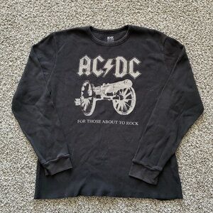 005 - VINTAGE 00s AC/DC ROCK BAND THERMAL BLACK LONG SLEEVE SHIRT